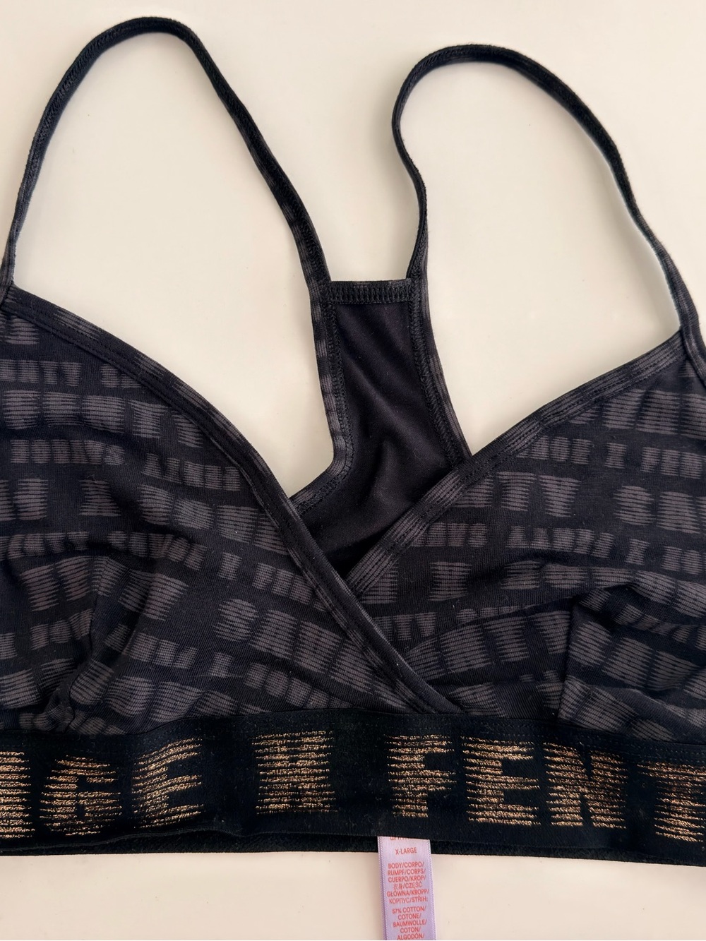 Savage X Fenty Black Mesh Bralette with Gold Accent - Women’s XL